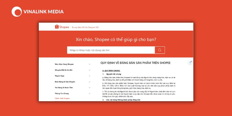 Quy định về đăng bán sản phẩm tại Trung tâm hỗ trợ Shopee VN